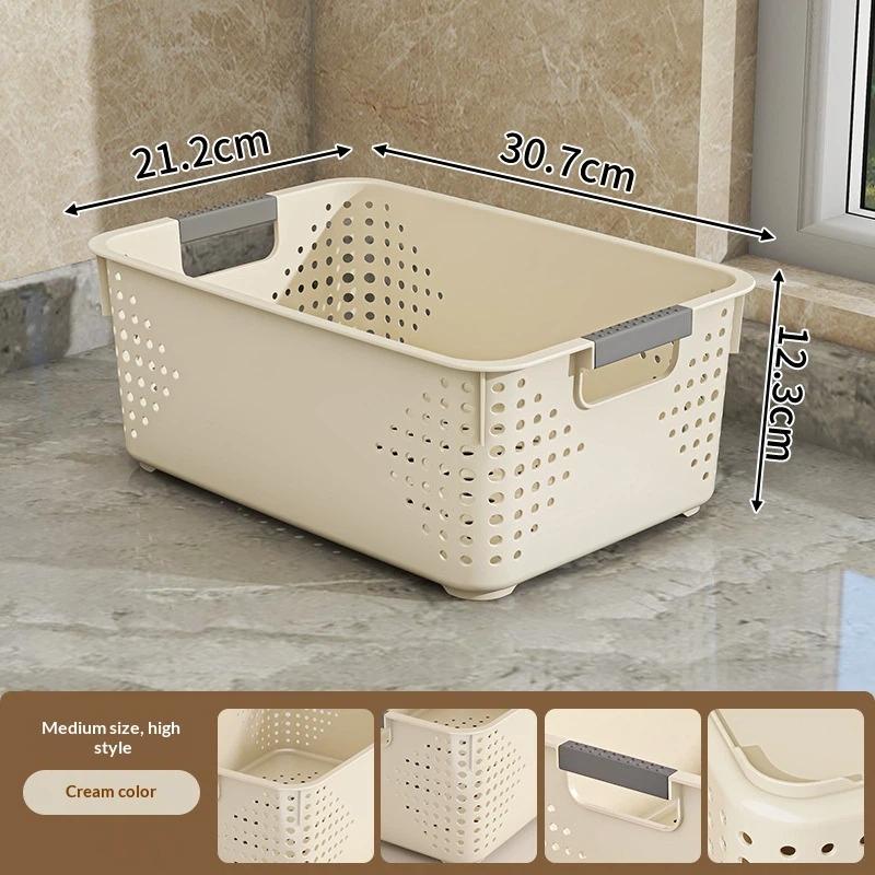 Stackable Vented Organizer Baskets Multi Size with Handles for Efficient Office Supplies Storage