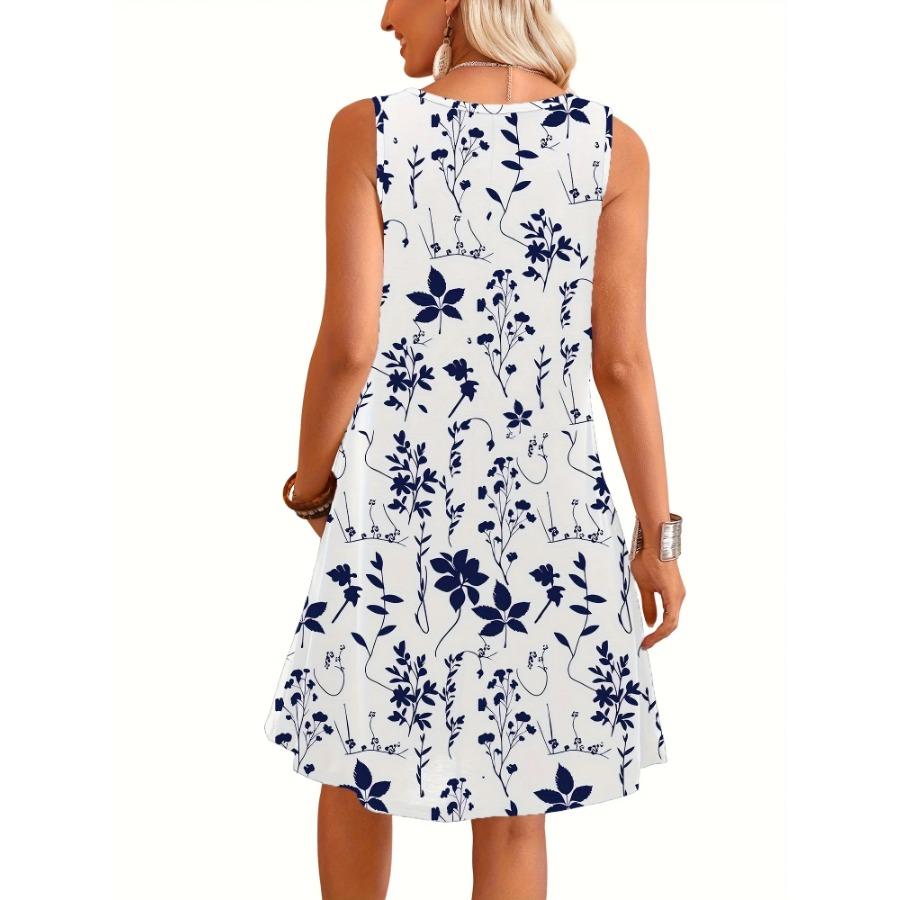 Женское Повседневное Макси-Платье с Цветочным Принтом, Платье с Коротким Рукавом и Круглым Вырезом, Бохо Платье для Пляжного Отдыха, Женская Одежда Y2k, Футболка