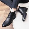 Мужская обувь осень и зима новые повседневные кожаные ботинки модные мужские деловые туфли трендовые ботинки средней высоты из бархата и хлопка