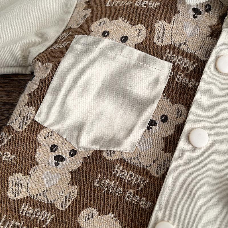 Little Bear Three-Piece Set: Jacket, Casual Pants, Trendy Boy's Fashion.