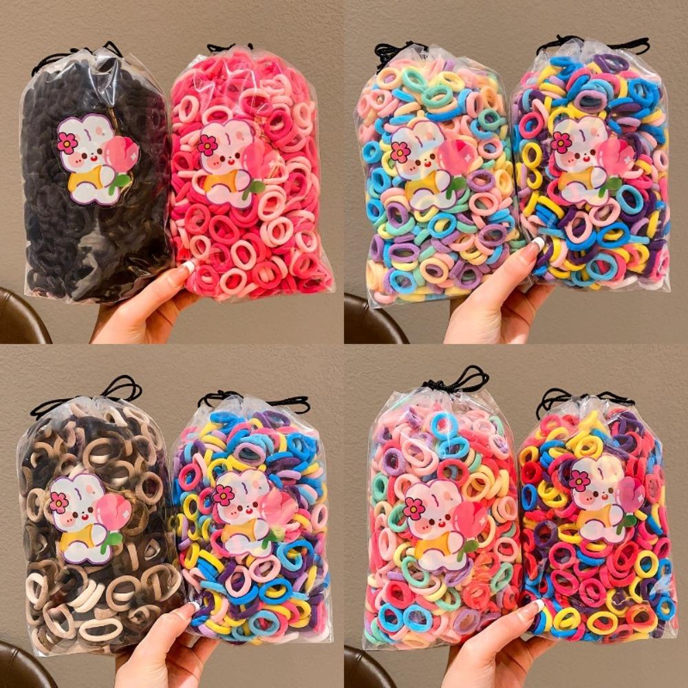 100 шт. Милый детский мини-комплект для волос, коричневый, черный, конфетного цвета, веревка для волос, аксессуар для волос для девочек