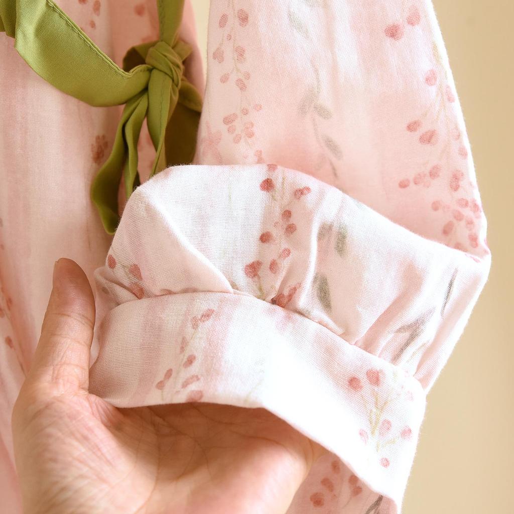 Женский пижамный комплект кимоно из чистого хлопка – с длинным рукавом и брюками для весны/осени, для ношения дома/на улице