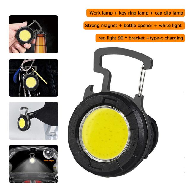 Мини светодиодный фонарик, рабочий свет, перезаряжаемый брелок, портативный карманный фонарик со штопором, уличный светильник