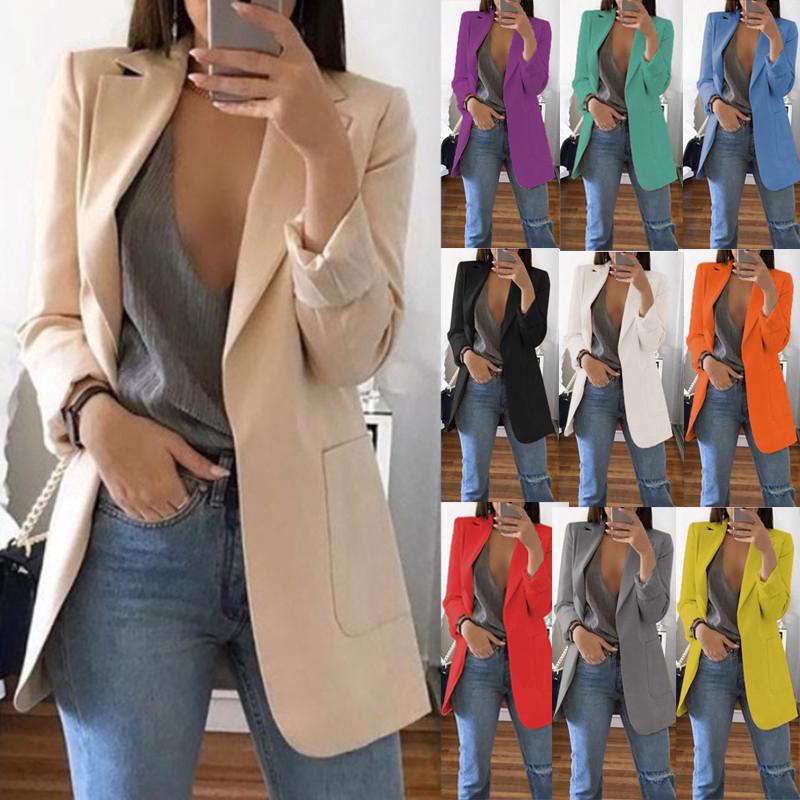 Women's Fashion Jacket Mid-Long Sleeve Single Breasted Casual Warm Jacket