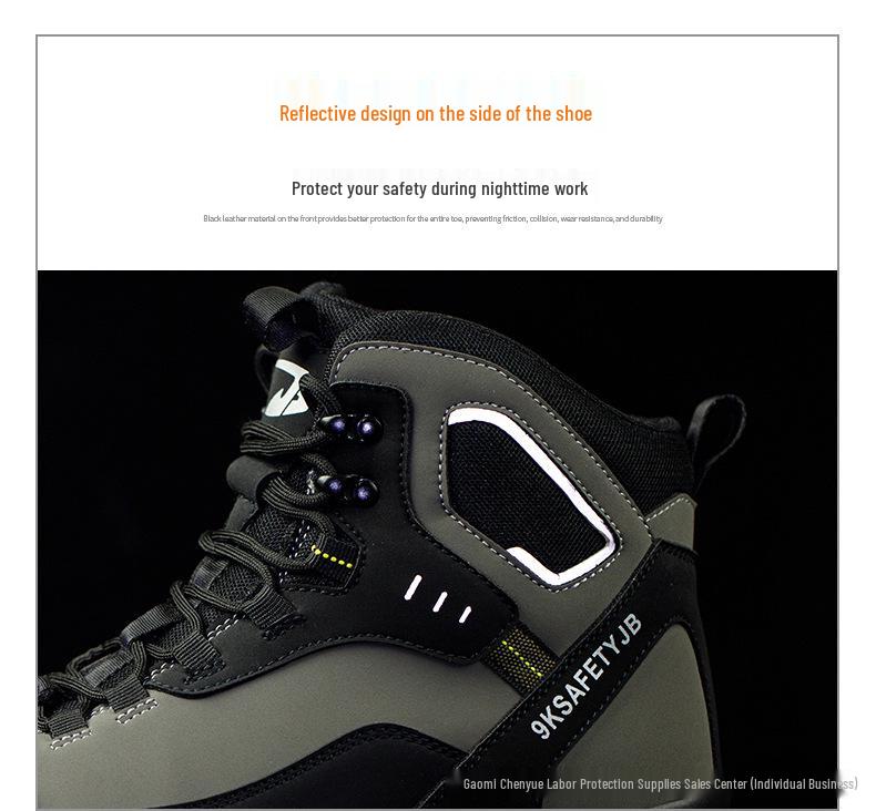 Top-Selling High-Top Microfiber Leather Safety Boots - Outdoor Mountaineering Steel Toe, Anti-Smash, Anti-Puncture, Wear-Resistant.