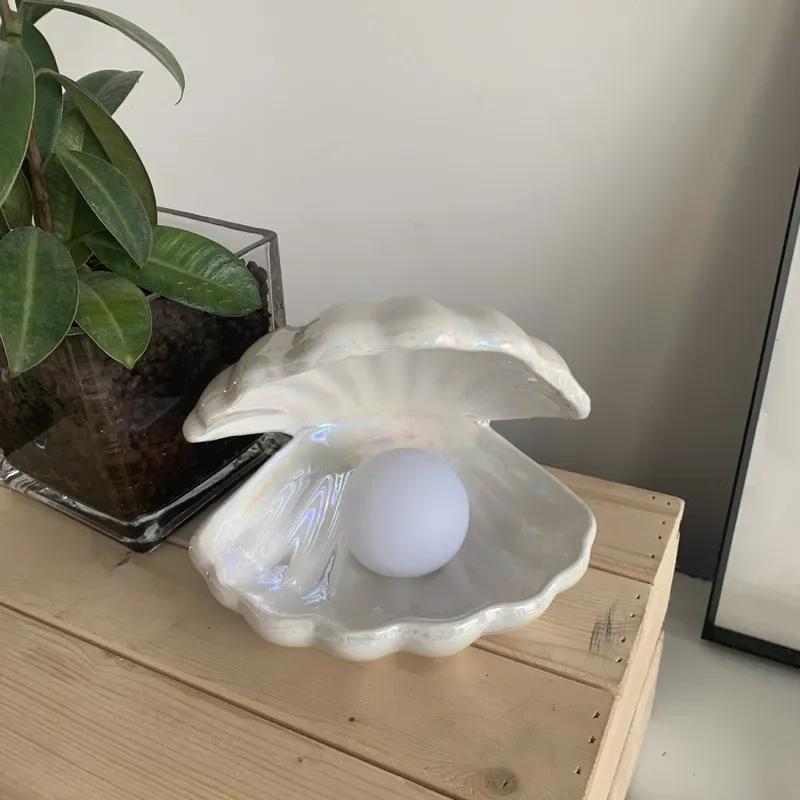 Ночник в форме ракушки lamparas de mesa para el dormitorio, жемчужные украшения, candeeiro lampe, столик для свадьбы, девушка