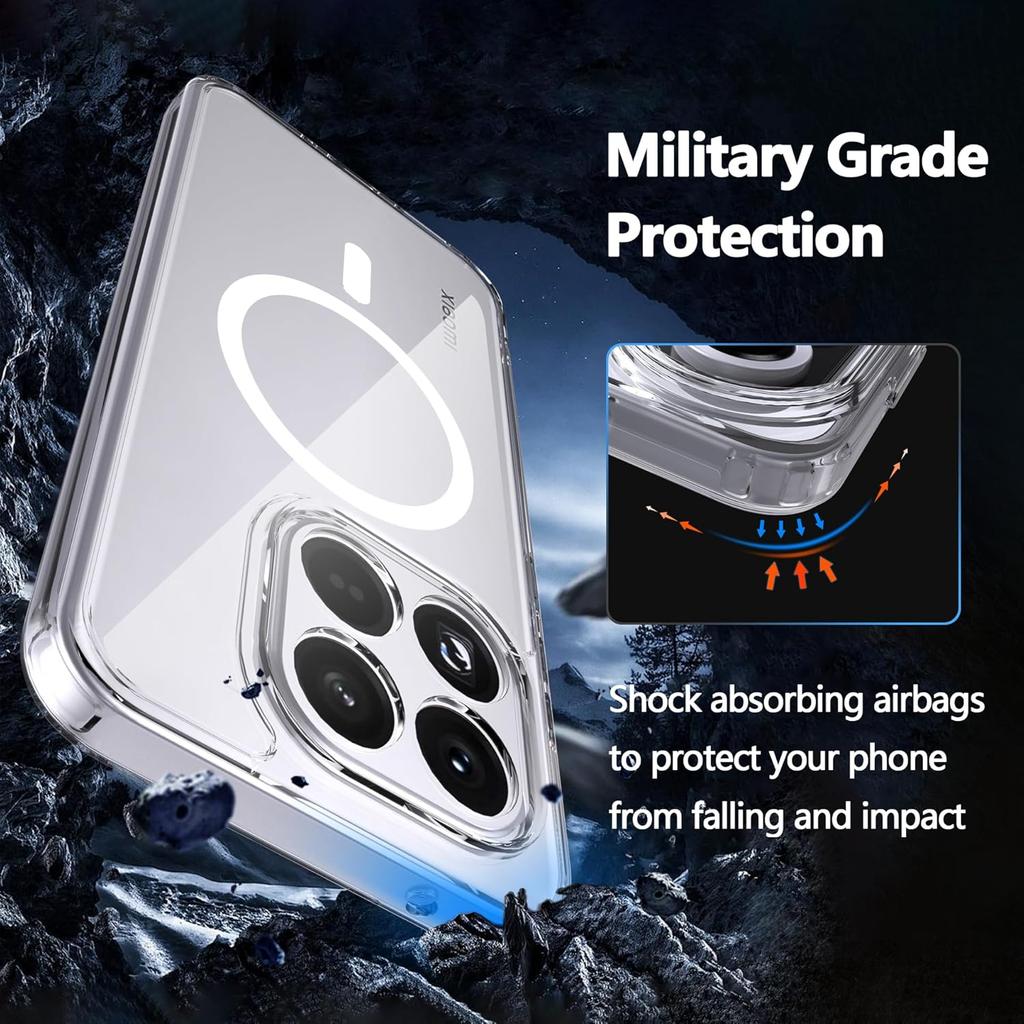 Чехол для Xiaomi 15T 14T Pro Poco X7 X6 Pro 15 UIltra Новый Прозрачный Магнитный Беспроводная Зарядка Ударопрочный Funda Для Magsafe Чехол