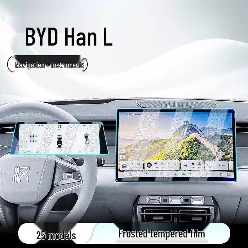Закаленное стекло для навигации BYD Han L: Защитная пленка для центрального экрана управления и приборной панели