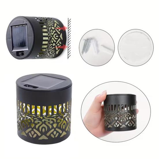 Солнечные фонари для улицы, декоративные садовые светильники на солнечных батареях с интеллектуальным датчиком, водонепроницаемые, металлические, с полым узором, для палубы, ступеней, стен