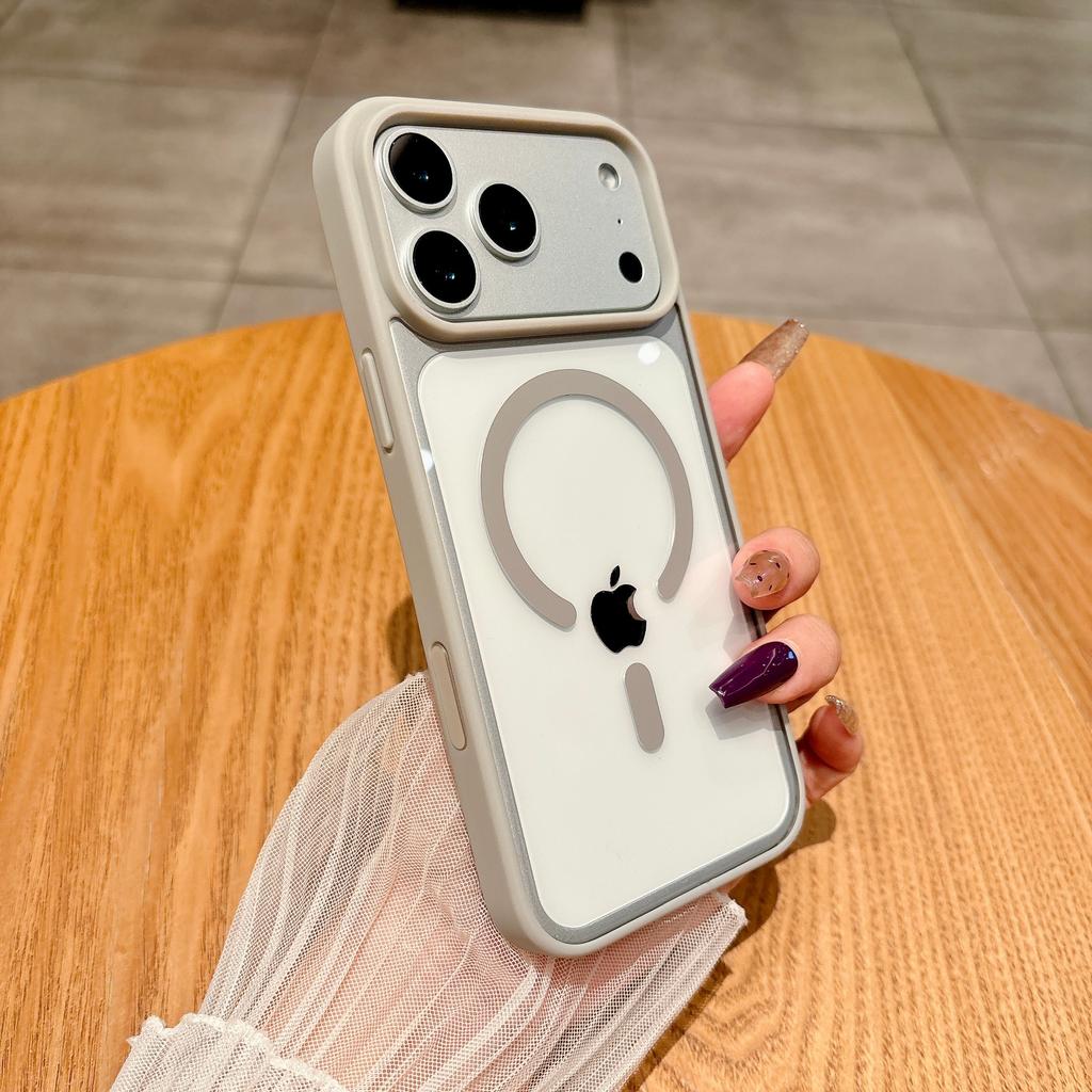 Прозрачный жесткий чехол с магнитом и кнопкой камеры для iPhone 17 Pro Max / Pro / Air, совместимый с MagSafe