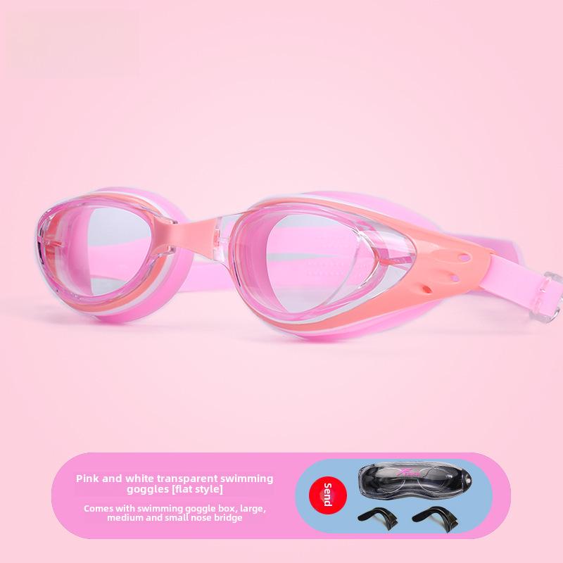 Женские очки для плавания с высокой четкостью для близорукости с набором шапочек — водонепроницаемые, с защитой от запотевания, большая оправа для мальчиков и детей