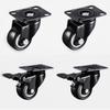 4pcs 1.5 Inches 41mm Heavy Duty 180kg Black Swivel Castor Wheels Trolley Furniture Caster Rubber