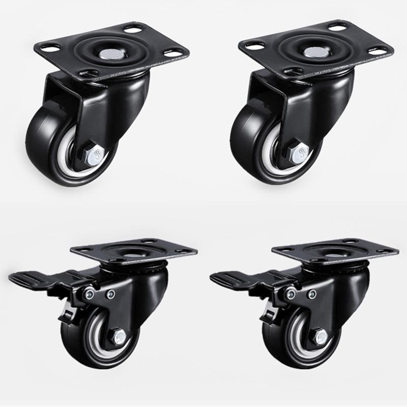 4pcs 1.5 Inches 41mm Heavy Duty 180kg Black Swivel Castor Wheels Trolley Furniture Caster Rubber