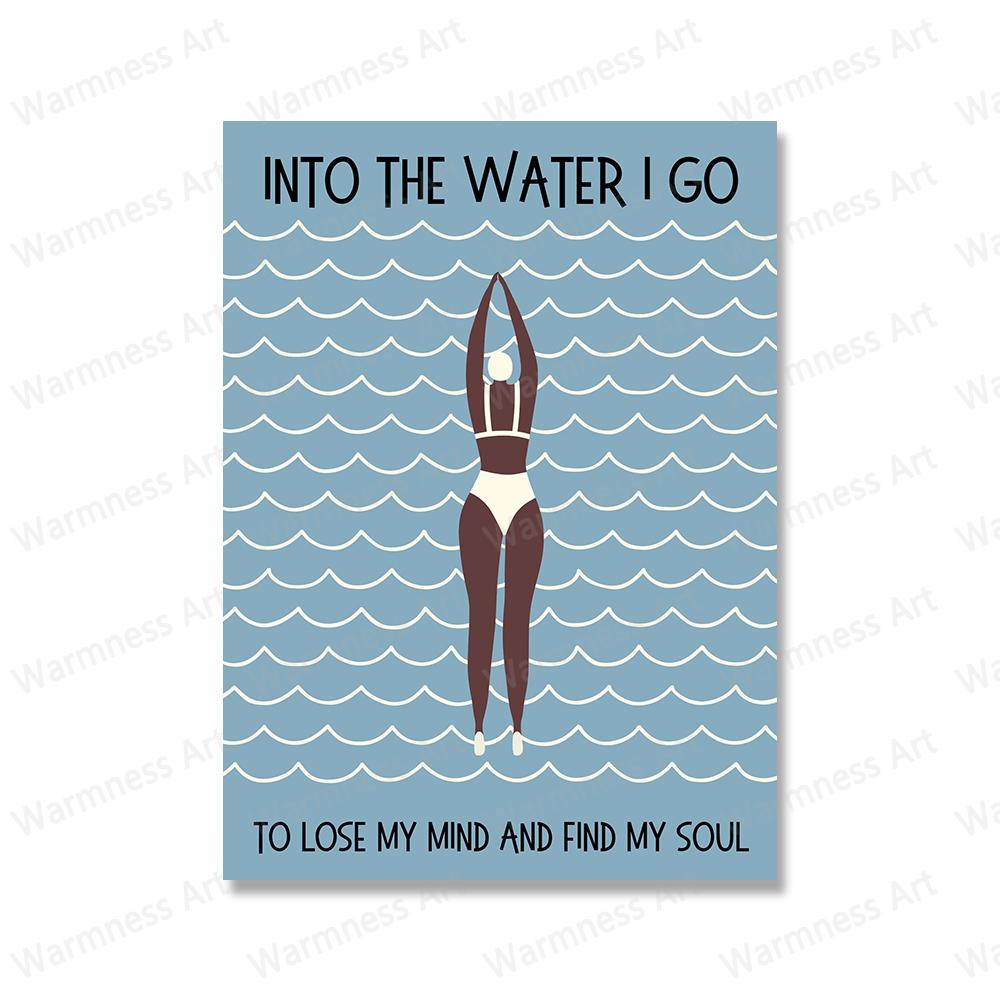 Минималистские плакаты для плавания, абстрактные картины на холсте, принты с цитатами «Lose My Mind», настенные художественные картины для декора гостиной