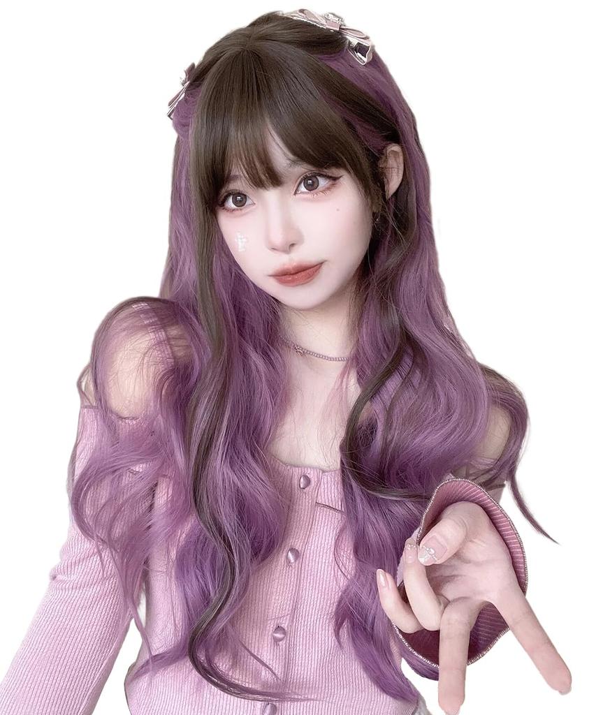 Aisiqueens Длинные внутренние полностью коричневые вьющиеся волосы для повседневного использования парик, вьющиеся, фиолетовые, цветные, парик, волосы, волосы, волна, химическая завивка, женская мода, натуральные,