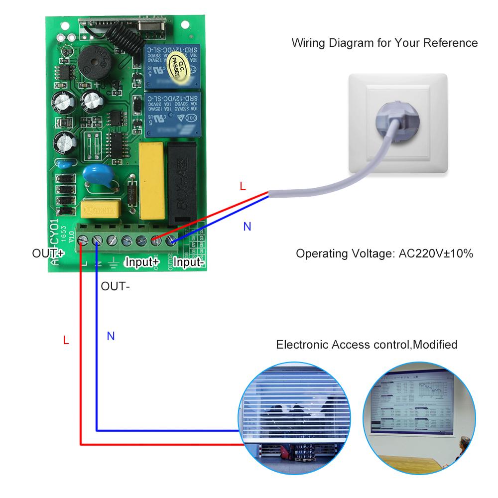 AC 220V 2CH 433MHz Интеллектуальная радиочастотная беспроводная система дистанционного управления