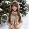 Cartoon Deer Ear Protection Hair Tie Thick Plush Winter Headwear Scarf Earmuffs Leg Warmer Casual Accessory