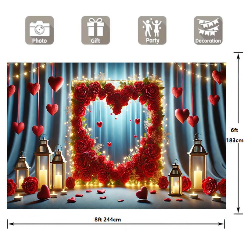 1 romantic rose heart-shaped background, versatile event and movie decoration