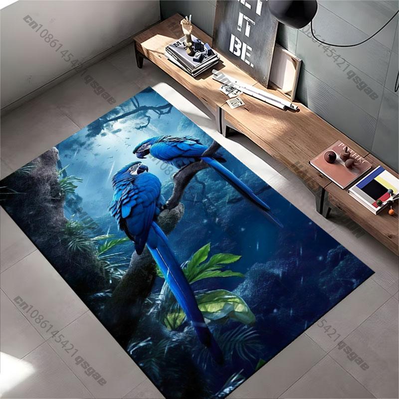 Tropical parrots in lush rainforest carpet Yoga living room room decor children's crawling mat doormat area rug games mat