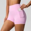 Women's Fashion Solid Color Pocket High Waist Tight High Stretch Yoga Shorts Sports Running And Fitness Three Quarter Pants