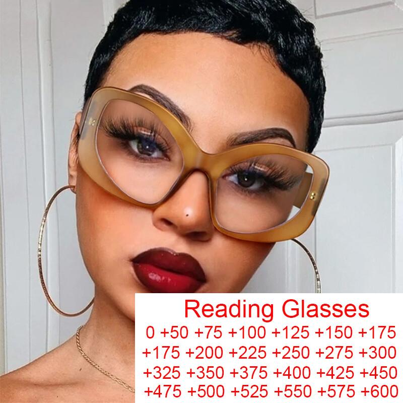 Clear Lens Prescription Glasses For Women Anti-Blue Light Reading Glasses Large Frame Eyeglasses Oversized Cat Eye Glasses