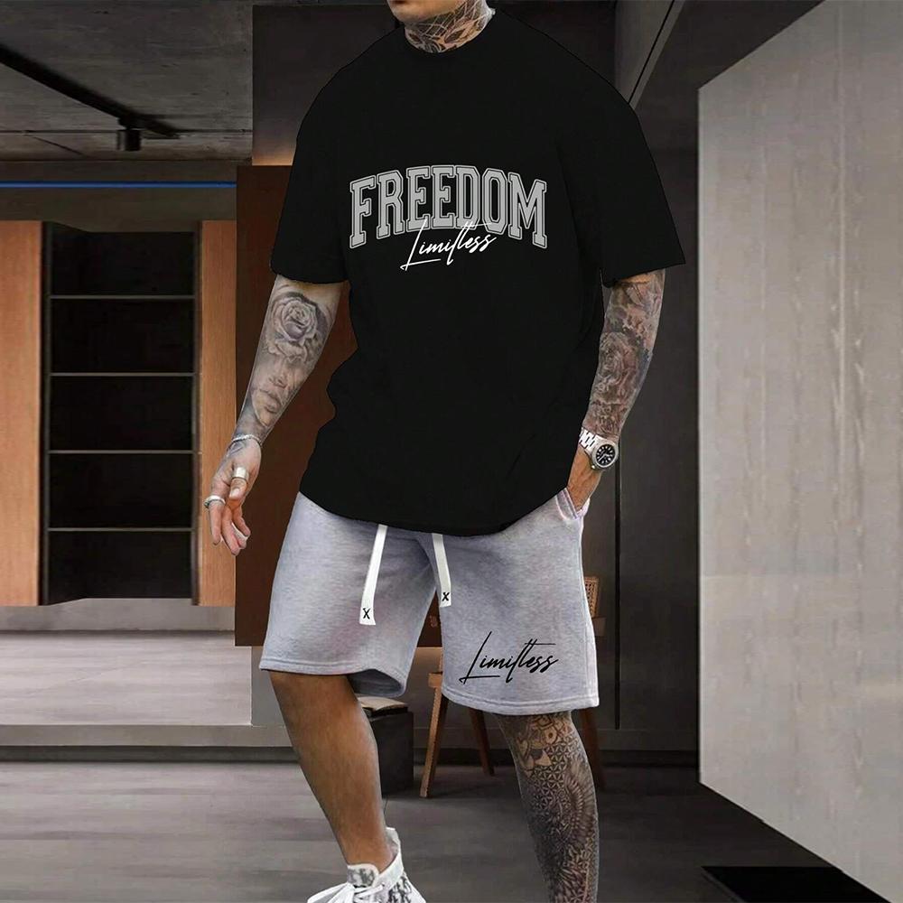 Летний модный мужской комплект в стиле Y2K, очень большой мужской свободный топ, освежающий и дышащий комплект для путешествий и отдыха