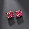 Ruby Four-Leaf Clover Earrings Ladies Temperament Light Luxury Exquisite Rose Gold Electrophoresis Earrings