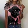 Funny Dog Pattern T-Shirt For Women Cute Animal 3d Printed T Shirts Summer Fashion Oversized Tees Short Sleeves Round Neck Tops