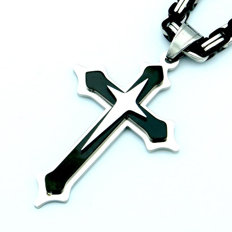 Мужская мода ювелирные изделия крутое ожерелье византийский крест из нержавеющей стали кулон ожерелье длина цепи