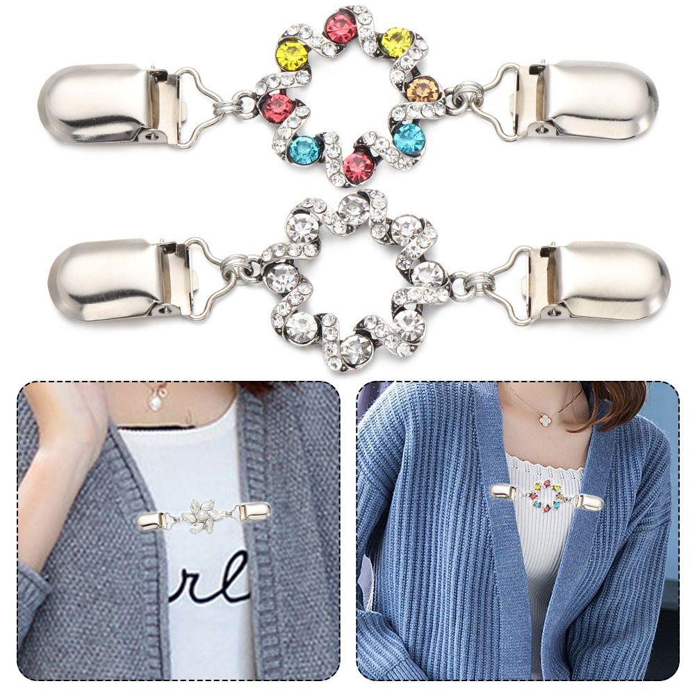 Sweater Scarf Clasp Rhinestone Shiny Blouse Collar Pin Women Shawl Clip Cardigan Duck Clip Brooches
