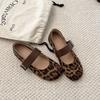 Korean Version of Round Head Suede with Single Shoes Women's 2025 New Autumn Retro Leopard Print Fashionable Mary Jane Small Leather Shoes