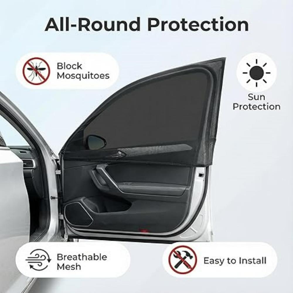 2/4pcs Car Window Shade Breathable UV Protective Universal Insulated Screen Window Sunscreen Anti-mosquito Car Window Sunshade