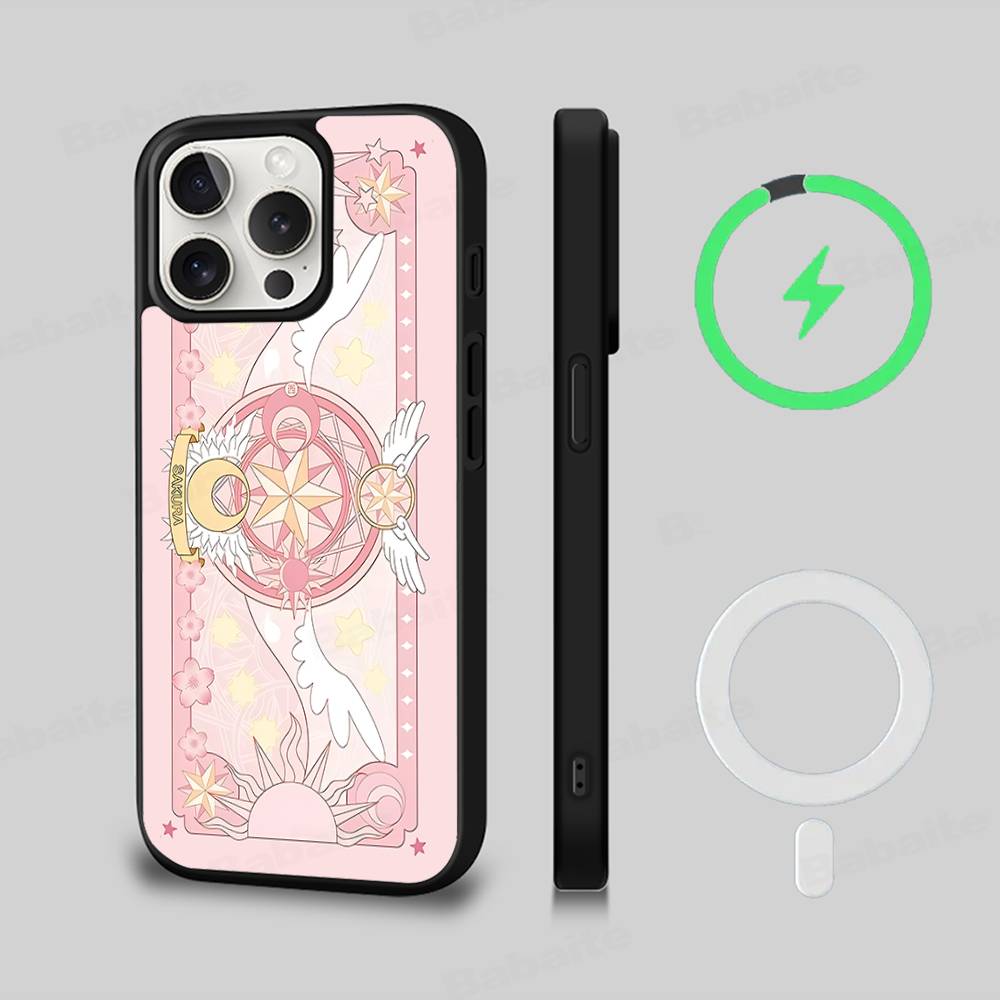 Магнитный матовый чехол для телефона C-Cardcaptor Sakura для iPhone 16 17 15 14 13 12 11 Для Magsafe Беспроводная зарядка Обложка