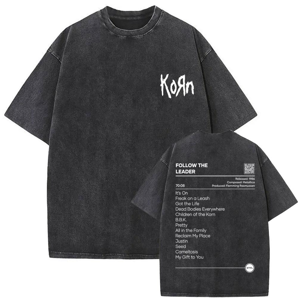 Washed Vintage Korn Elote Letter Graphic T Shirt Men Gothic Tshirts Male Casual Oversized Tshirt Mens Cotton Short Sleeve Tees