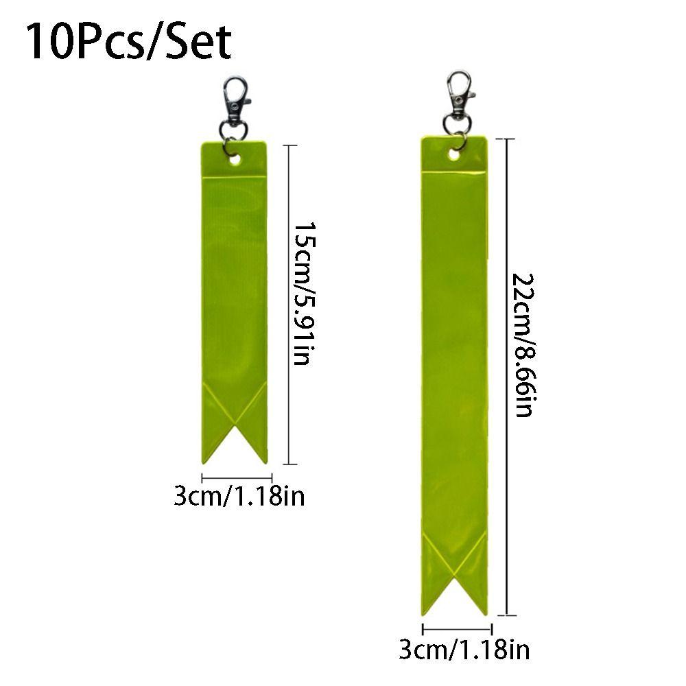10Pcs Soft PVC Reflective Strips High Visibility Backpack Pendant Car Reflective Keychain Cycling