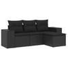 VidaXL Salon de Jardin avec Coussins 4 pcs, Canapés de Terrasse, Ensemble de Meubles de Patio, Mobilier d'Extérieur, Noir 3254802