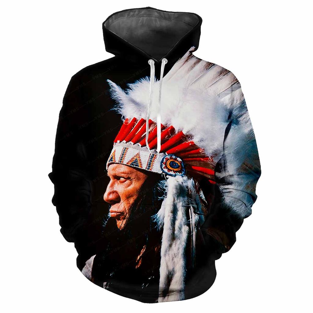 Индейский вождь племени 3D Harajuku Printing Street Fashion для мужчин и женщин, забавный стиль, мягкая, удобная, модная, хип-хоп, индивидуальная толстовка с капюшоном