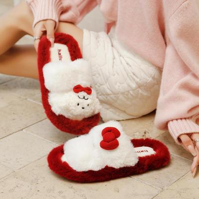 Женские зимние плюшевые тапочки с бантиком в виде щенка - Мягкие, пушистые и удобные для ношения в помещении