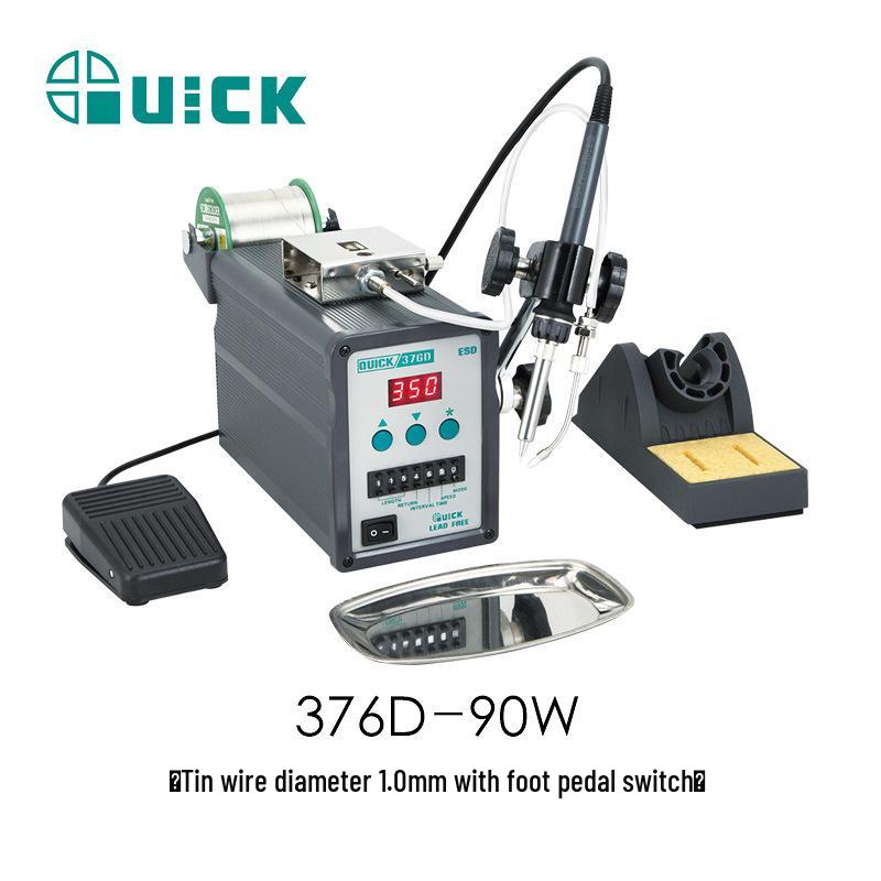 Электрическая паяльная станция QUICK Kuai Ke 376D-90W с автоматической и ручной подачей припоя и ножным педалью