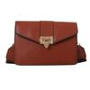 Simple Color Solid Gold Buckle Decoration Women Single Shoulder Bag Square