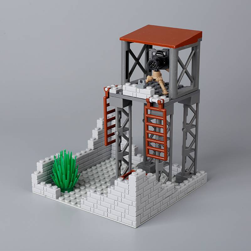 Военный MOC Здание часового Строительный блок Солдат Мешок с песком Забор Снаряд для пушки Колючая проволока Стойка для оружия Тренировочная площадка Сторожевая башня Игрушка K018