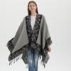 Женский европейский и американский уличный стиль Теплая жаккардовая шаль-накидка из искусственного кашемира