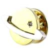 [Q1406] - Artisanal 'Saturn' Pin Brooch, Silver-plated Gold - 18x12 Mm