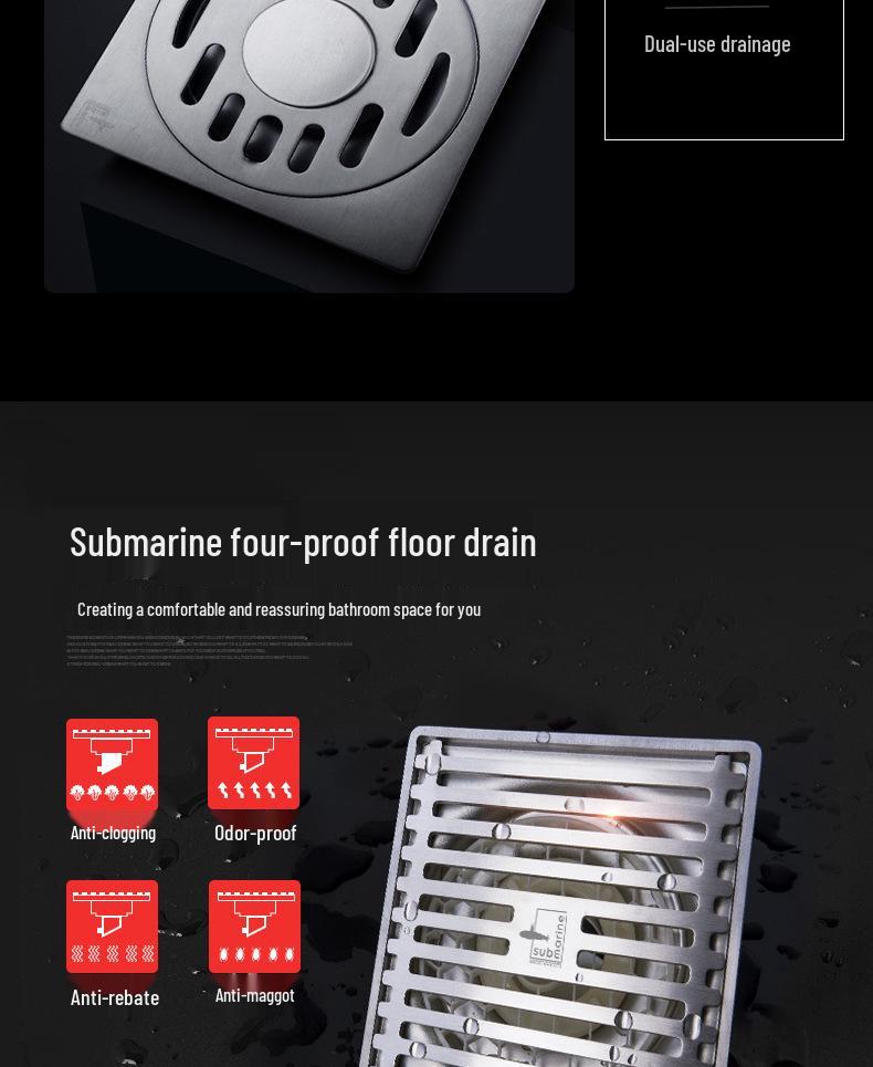 Нержавеющая сталь Ультратонкий Защита от запаха Подводный Душевой Пол Слив GF40-10B