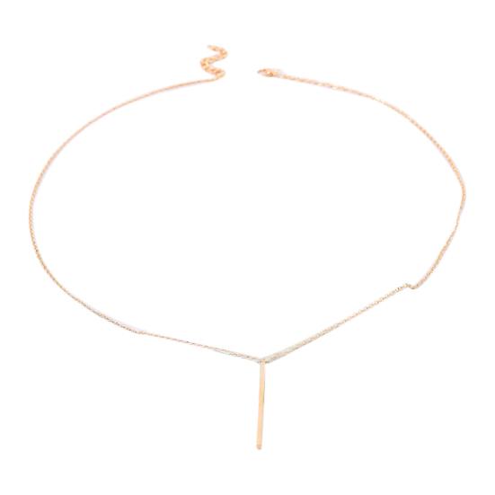 Alloy Long Vertical Bar Pendant Chain Y Necklace Women Party Jewelry