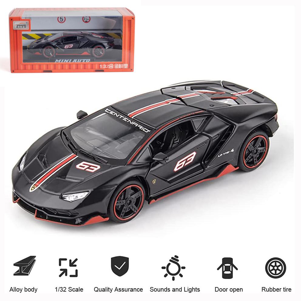 Масштаб 1/32 Lambo LP770-4, литая под давлением модель автомобиля, игрушечный автомобиль из сплава с откидным механизмом, звуком и светом, 3 открытые двери, подарок для детей, малышей, мальчиков и девочек