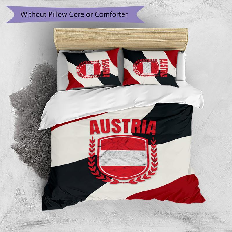Austria Football Printed Bedding 3 Piece Set Cozy Breathable Bed Cover Set as Housewarming Holiday Gift