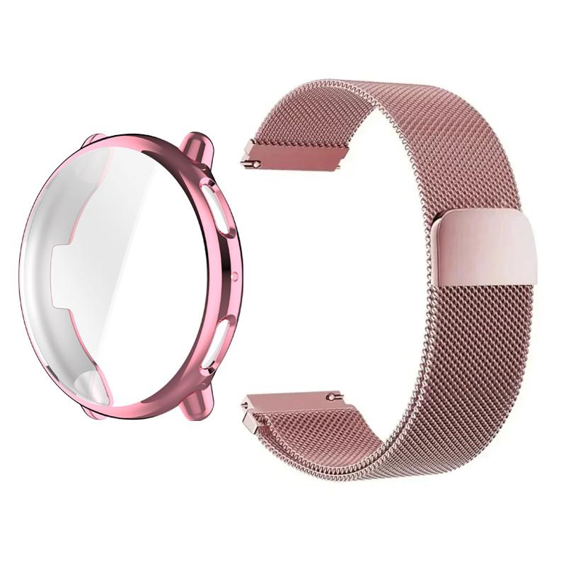 Case + Strap for Amazfit Active 2 Stainless Steel Watchband and TPU Protection Case Soft Cover