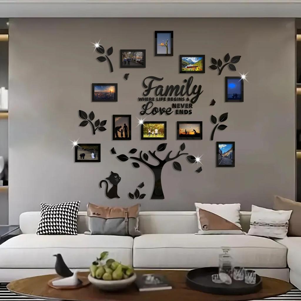 New DIY Family Picture Frame Tree Wall Stickers 3D Home Tree Wall Mirrors Photo Collage Picture Frame Stickers Home Decoration