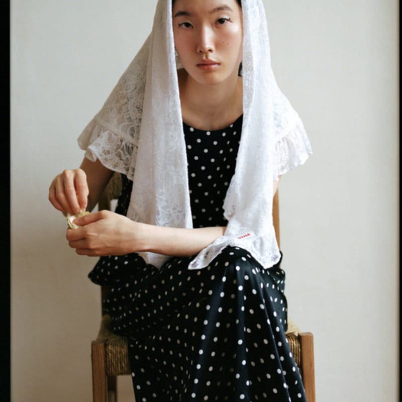 POSHA frill jersey scarf WH